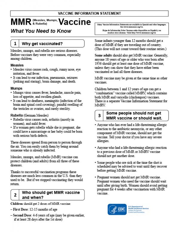 Vaccine Handout: MMR