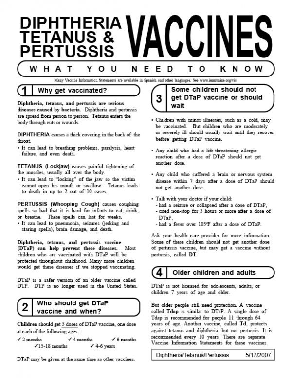 Vaccine Handout: DTP