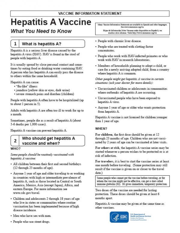 Vaccine Handout: Hepatitis A