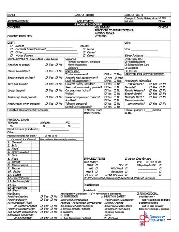 4 Month Checkup
