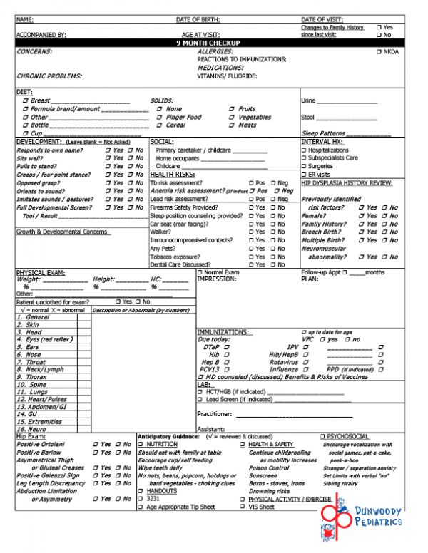 9 Month Checkup