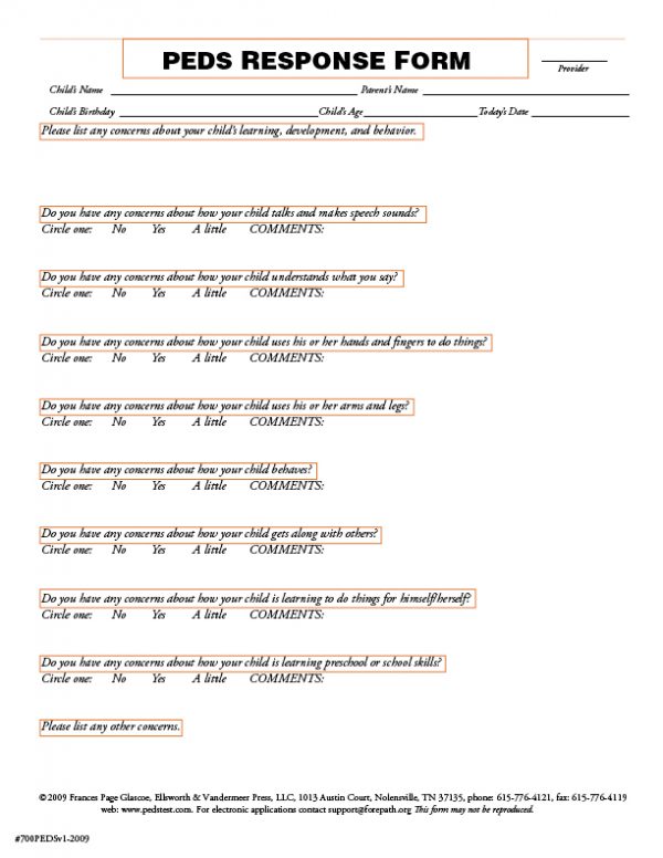 PEDS Response Form